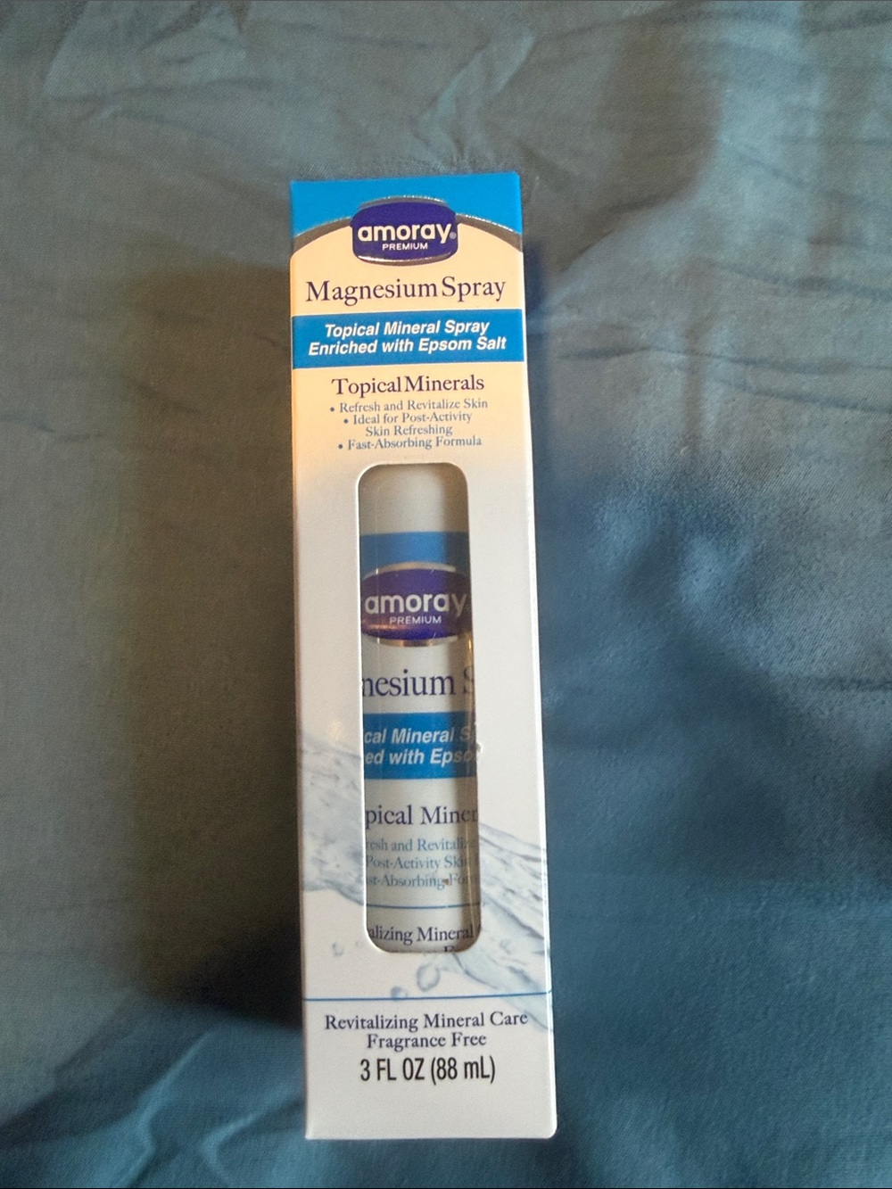 Amoray Magnesium Spray - Topical Mineral Spray (3 fl oz) - White/Blue
